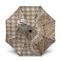 Beige Hawaii Palaka Cowboy Turtle Umbrella Hawaiian Paniolo Puakenikeni Maile Lei DT05 One Size Folded 11.42 inch Opened Diameter 37.4 inch Beige - Polynesian Pride