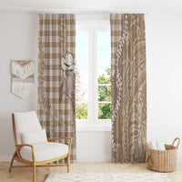 Beige Hawaii Palaka Cowboy Turtle Window Curtain Hawaiian Paniolo Puakenikeni Maile Lei DT05 - Polynesian Pride