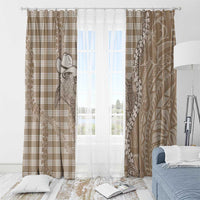 Beige Hawaii Palaka Cowboy Turtle Window Curtain Hawaiian Paniolo Puakenikeni Maile Lei DT05 - Polynesian Pride