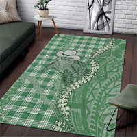 Green Hawaii Palaka Cowboy Turtle Area Rug Hawaiian Paniolo Puakenikeni Maile Lei DT05 Green - Polynesian Pride