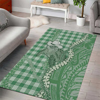 Green Hawaii Palaka Cowboy Turtle Area Rug Hawaiian Paniolo Puakenikeni Maile Lei DT05 - Polynesian Pride