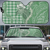 Green Hawaii Palaka Cowboy Turtle Auto Sun Shade Hawaiian Paniolo Puakenikeni Maile Lei DT05 Green - Polynesian Pride