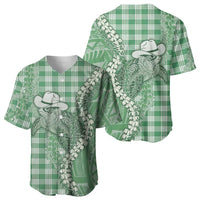 Green Hawaii Palaka Cowboy Turtle Baseball Jersey Hawaiian Paniolo Puakenikeni Maile Lei DT05 - Polynesian Pride