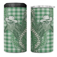 Green Hawaii Palaka Cowboy Turtle 4 in 1 Can Cooler Tumbler Hawaiian Paniolo Puakenikeni Maile Lei DT05 One Size: 16 oz Green - Polynesian Pride