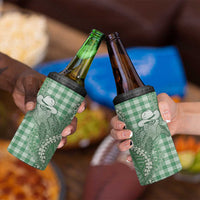 Green Hawaii Palaka Cowboy Turtle 4 in 1 Can Cooler Tumbler Hawaiian Paniolo Puakenikeni Maile Lei DT05 - Polynesian Pride