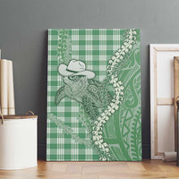 Green Hawaii Palaka Cowboy Turtle Canvas Wall Art Hawaiian Paniolo Puakenikeni Maile Lei DT05 - Polynesian Pride