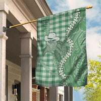 Green Hawaii Palaka Cowboy Turtle Garden Flag Hawaiian Paniolo Puakenikeni Maile Lei DT05 House Flag Green - Polynesian Pride