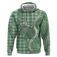 Green Hawaii Palaka Cowboy Turtle Hoodie Hawaiian Paniolo Puakenikeni Maile Lei DT05 Pullover Hoodie Green - Polynesian Pride