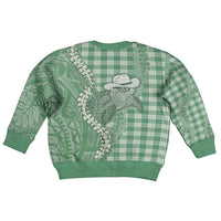Green Hawaii Palaka Cowboy Turtle Kid Ugly Christmas Sweater Hawaiian Paniolo Puakenikeni Maile Lei DT05 - Polynesian Pride