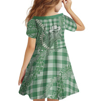 Green Hawaii Palaka Cowboy Turtle Kid Short Sleeve Dress Hawaiian Paniolo Puakenikeni Maile Lei DT05 - Polynesian Pride