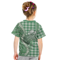 Green Hawaii Palaka Cowboy Turtle Kid T Shirt Hawaiian Paniolo Puakenikeni Maile Lei DT05 - Polynesian Pride