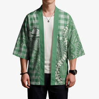 Green Hawaii Palaka Cowboy Turtle Kimono Hawaiian Paniolo Puakenikeni Maile Lei DT05 - Polynesian Pride