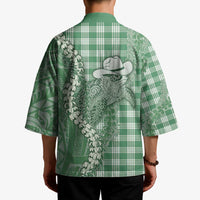 Green Hawaii Palaka Cowboy Turtle Kimono Hawaiian Paniolo Puakenikeni Maile Lei DT05 - Polynesian Pride