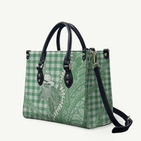 Green Hawaii Palaka Cowboy Turtle Leather Bag Hawaiian Paniolo Puakenikeni Maile Lei DT05 Green - Polynesian Pride