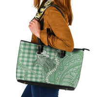 Green Hawaii Palaka Cowboy Turtle Leather Tote Bag Hawaiian Paniolo Puakenikeni Maile Lei DT05 Green - Polynesian Pride