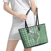 Green Hawaii Palaka Cowboy Turtle Leather Tote Bag Hawaiian Paniolo Puakenikeni Maile Lei DT05 - Polynesian Pride