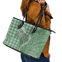 Green Hawaii Palaka Cowboy Turtle Leather Tote Bag Hawaiian Paniolo Puakenikeni Maile Lei DT05 - Polynesian Pride