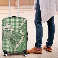 Green Hawaii Palaka Cowboy Turtle Luggage Cover Hawaiian Paniolo Puakenikeni Maile Lei DT05 Green - Polynesian Pride