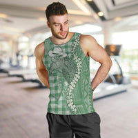Green Hawaii Palaka Cowboy Turtle Men Tank Top Hawaiian Paniolo Puakenikeni Maile Lei DT05 Green - Polynesian Pride