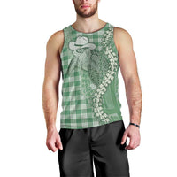 Green Hawaii Palaka Cowboy Turtle Men Tank Top Hawaiian Paniolo Puakenikeni Maile Lei DT05 - Polynesian Pride