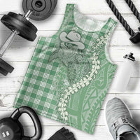 Green Hawaii Palaka Cowboy Turtle Men Tank Top Hawaiian Paniolo Puakenikeni Maile Lei DT05 - Polynesian Pride