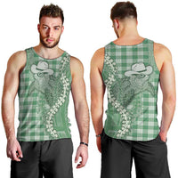 Green Hawaii Palaka Cowboy Turtle Men Tank Top Hawaiian Paniolo Puakenikeni Maile Lei DT05 - Polynesian Pride