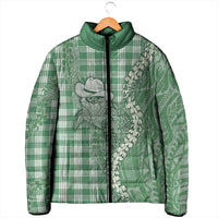 Green Hawaii Palaka Cowboy Turtle Padded Jacket Hawaiian Paniolo Puakenikeni Maile Lei DT05 - Polynesian Pride