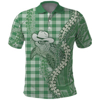Green Hawaii Palaka Cowboy Turtle Polo Shirt Hawaiian Paniolo Puakenikeni Maile Lei DT05 Green - Polynesian Pride