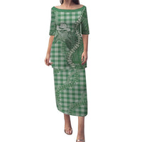 Green Hawaii Palaka Cowboy Turtle Puletasi Hawaiian Paniolo Puakenikeni Maile Lei DT05 Long Dress Green - Polynesian Pride