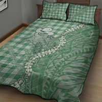 Green Hawaii Palaka Cowboy Turtle Quilt Bed Set Hawaiian Paniolo Puakenikeni Maile Lei DT05 - Polynesian Pride