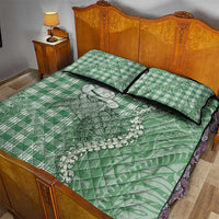 Green Hawaii Palaka Cowboy Turtle Quilt Bed Set Hawaiian Paniolo Puakenikeni Maile Lei DT05 - Polynesian Pride