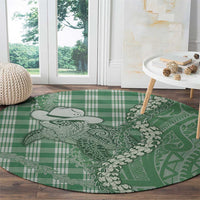 Green Hawaii Palaka Cowboy Turtle Round Carpet Hawaiian Paniolo Puakenikeni Maile Lei DT05 - Polynesian Pride