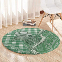 Green Hawaii Palaka Cowboy Turtle Round Carpet Hawaiian Paniolo Puakenikeni Maile Lei DT05 - Polynesian Pride