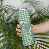 Green Hawaii Palaka Cowboy Turtle Skinny Tumbler Hawaiian Paniolo Puakenikeni Maile Lei DT05 - Polynesian Pride