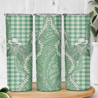 Green Hawaii Palaka Cowboy Turtle Skinny Tumbler Hawaiian Paniolo Puakenikeni Maile Lei DT05 - Polynesian Pride