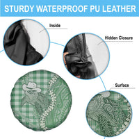 Green Hawaii Palaka Cowboy Turtle Spare Tire Cover Hawaiian Paniolo Puakenikeni Maile Lei DT05 - Polynesian Pride