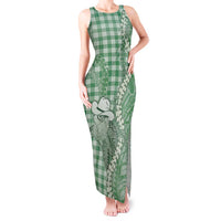 Green Hawaii Palaka Cowboy Turtle Tank Maxi Dress Hawaiian Paniolo Puakenikeni Maile Lei DT05 Women Green - Polynesian Pride