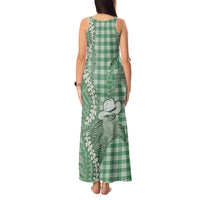 Green Hawaii Palaka Cowboy Turtle Tank Maxi Dress Hawaiian Paniolo Puakenikeni Maile Lei DT05 - Polynesian Pride