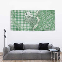 Green Hawaii Palaka Cowboy Turtle Tapestry Hawaiian Paniolo Puakenikeni Maile Lei DT05 - Polynesian Pride