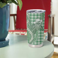 Green Hawaii Palaka Cowboy Turtle Tumbler Cup Hawaiian Paniolo Puakenikeni Maile Lei DT05 - Polynesian Pride