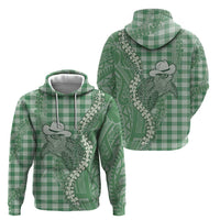 Green Hawaii Palaka Cowboy Turtle Zip Hoodie Hawaiian Paniolo Puakenikeni Maile Lei DT05 - Polynesian Pride