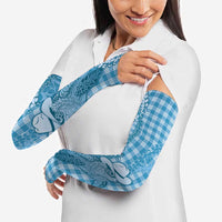 Blue Hawaii Palaka Cowboy Turtle Arm Sleeves Hawaiian Paniolo Puakenikeni Maile Lei DT05 - Polynesian Pride