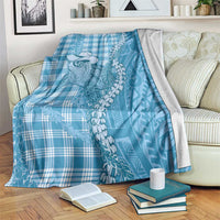 Blue Hawaii Palaka Cowboy Turtle Blanket Hawaiian Paniolo Puakenikeni Maile Lei - Polynesian Pride