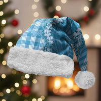 Blue Hawaii Palaka Cowboy Turtle Christmas Santa Hat Hawaiian Paniolo Puakenikeni Maile Lei DT05 With Fur Blue - Polynesian Pride