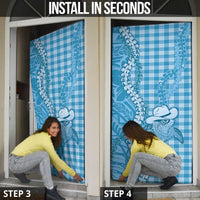 Blue Hawaii Palaka Cowboy Turtle Door Cover Hawaiian Paniolo Puakenikeni Maile Lei DT05 - Polynesian Pride