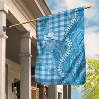 Blue Hawaii Palaka Cowboy Turtle Garden Flag Hawaiian Paniolo Puakenikeni Maile Lei DT05 House Flag Blue - Polynesian Pride