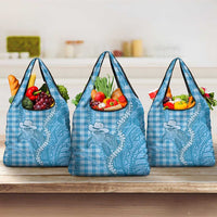 Blue Hawaii Palaka Cowboy Turtle Grocery Bag Hawaiian Paniolo Puakenikeni Maile Lei DT05 3-pack One Size Blue - Polynesian Pride