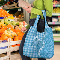 Blue Hawaii Palaka Cowboy Turtle Grocery Bag Hawaiian Paniolo Puakenikeni Maile Lei DT05 - Polynesian Pride