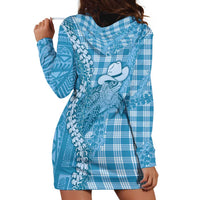 Blue Hawaii Palaka Cowboy Turtle Hoodie Dress Hawaiian Paniolo Puakenikeni Maile Lei DT05 - Polynesian Pride