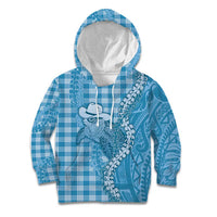 Blue Hawaii Palaka Cowboy Turtle Kid Hoodie Hawaiian Paniolo Puakenikeni Maile Lei DT05 Hoodie Blue - Polynesian Pride